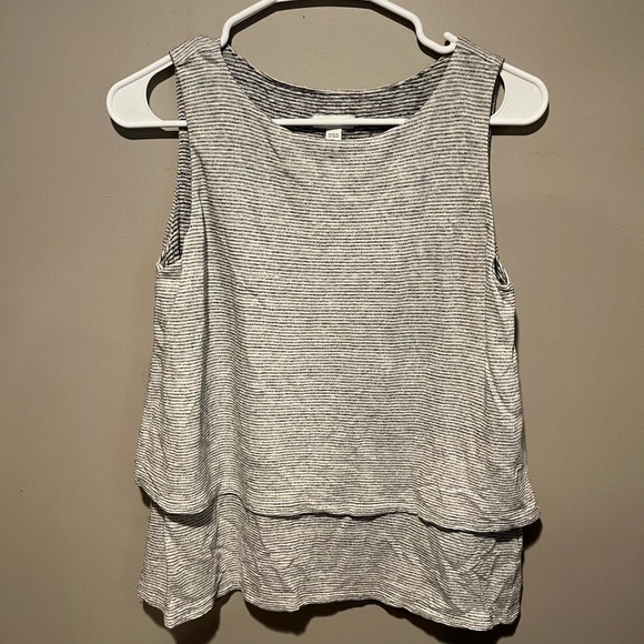 J.Jill Pure Pin Stripe Linen Modal Blend Tiered Relaxed Tank size Medium‎ Petite - Picture 1 of 4